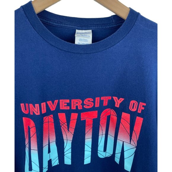 University of Dayton UD Flyers Mens Size 2XL Blue 2 Sided Graphic Print T-Shirt - Picture 4 of 7